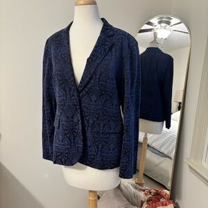 Chico's Navy and Black Patterned Blazer